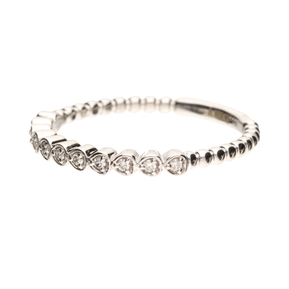 Pre-Owned 9ct White Gold Diamond Bubble Eternity Ring 1.62g Size M image 0