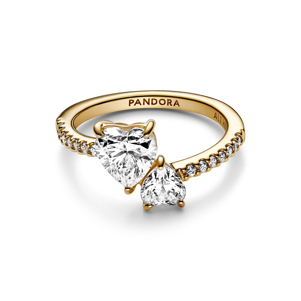 PANDORA Double Heart Sparkling Ring 161198C01
