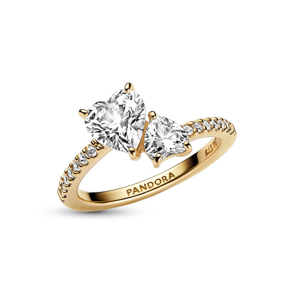PANDORA Double Heart Sparkling Ring 161198C01