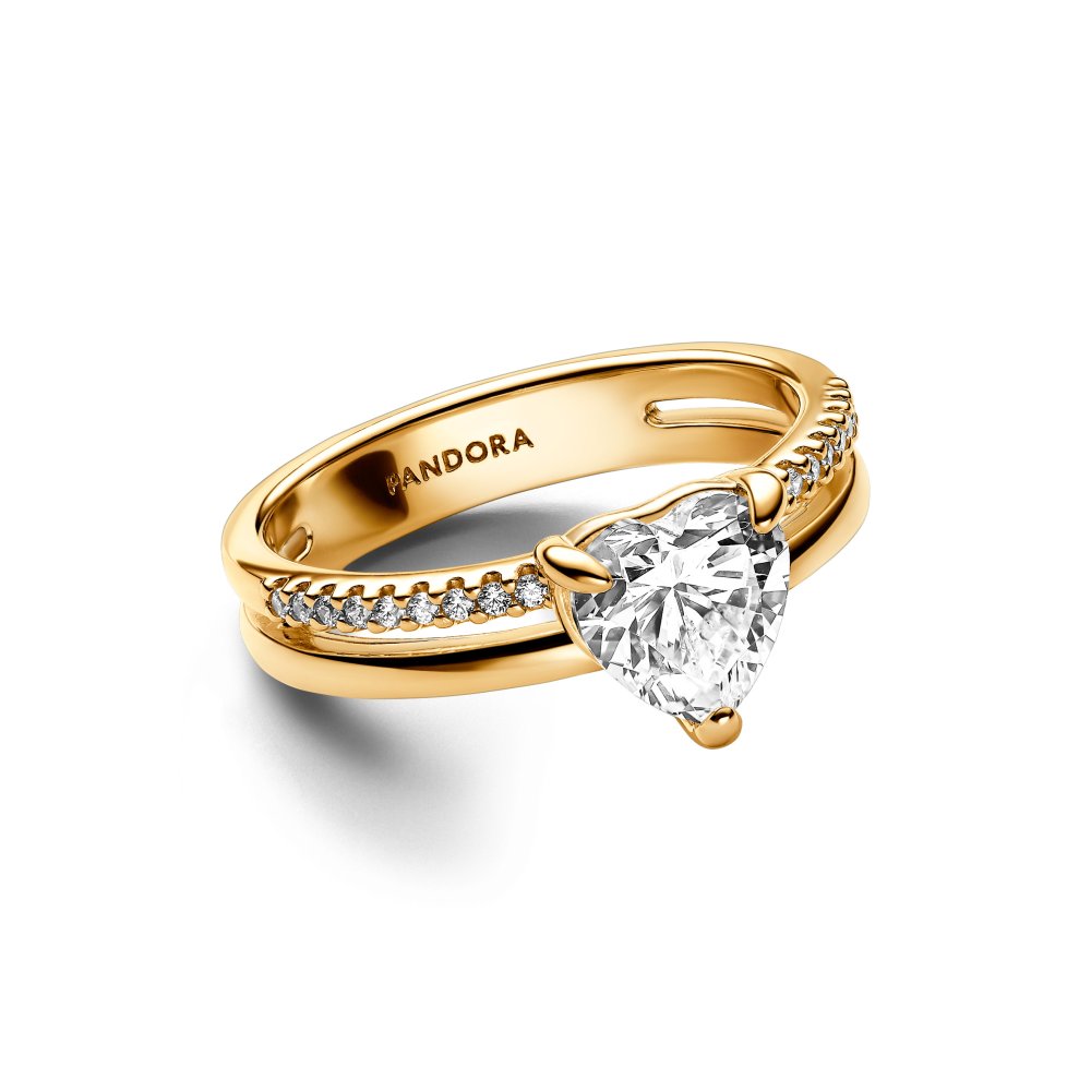 PANDORA Double Band Heart Ring 163100C01