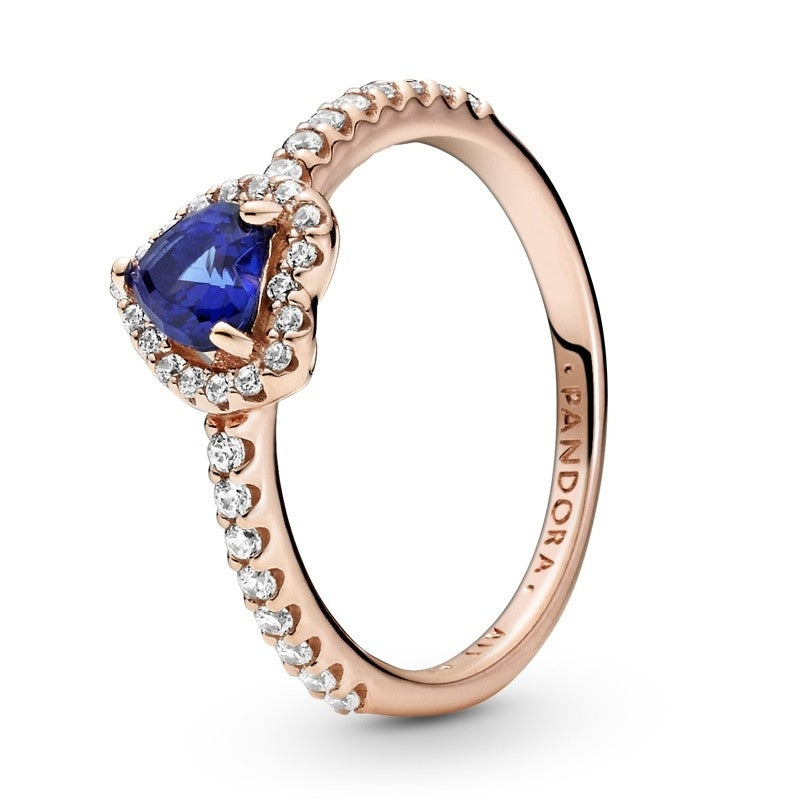 PANDORA Sparkling Blue Elevated Heart Ring 188421C01