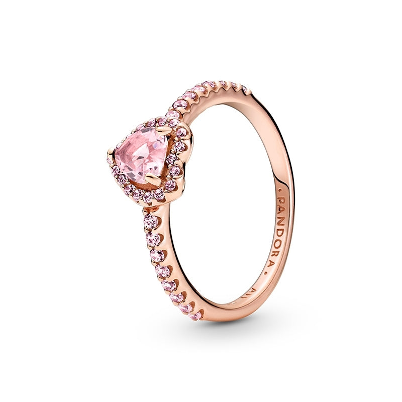 PANDORA Sparkling Pink Elevated Heart Ring 188421C04