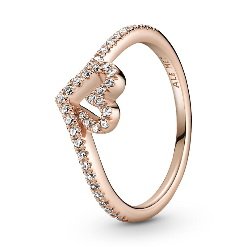 PANDORA Sparkling Wishbone Heart Ring 189302C01