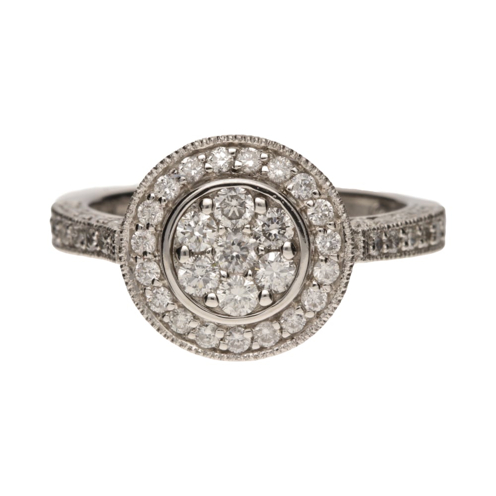 18ct White Gold 1.00ct Diamond Halo Ring