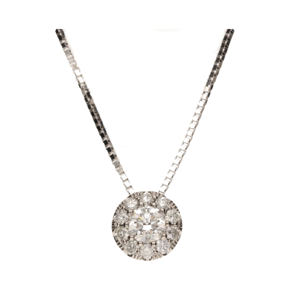 18ct White Gold &amp; Palladium Diamond Cluster Pendant