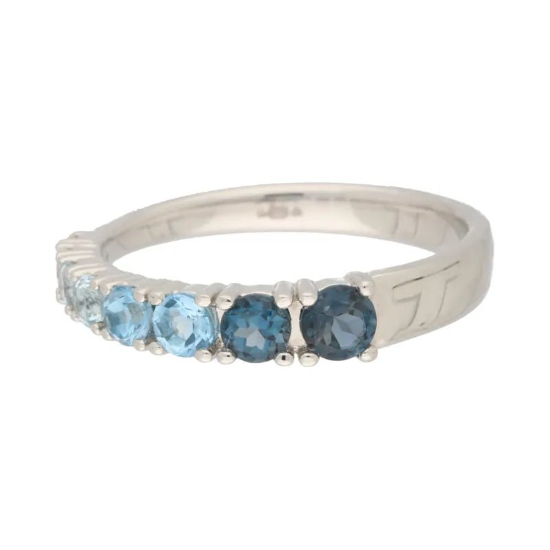 18ct White Gold & Palladium Blue Topaz & Diamond Ring272201