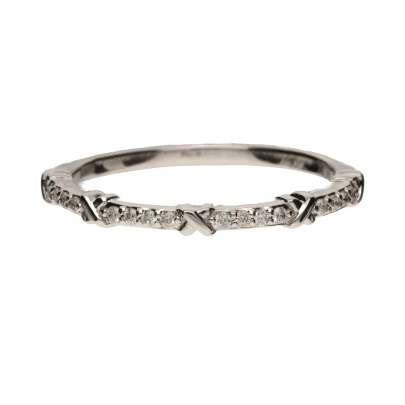 18ct White Gold with Palladium Diamond Set Cross Ring254712