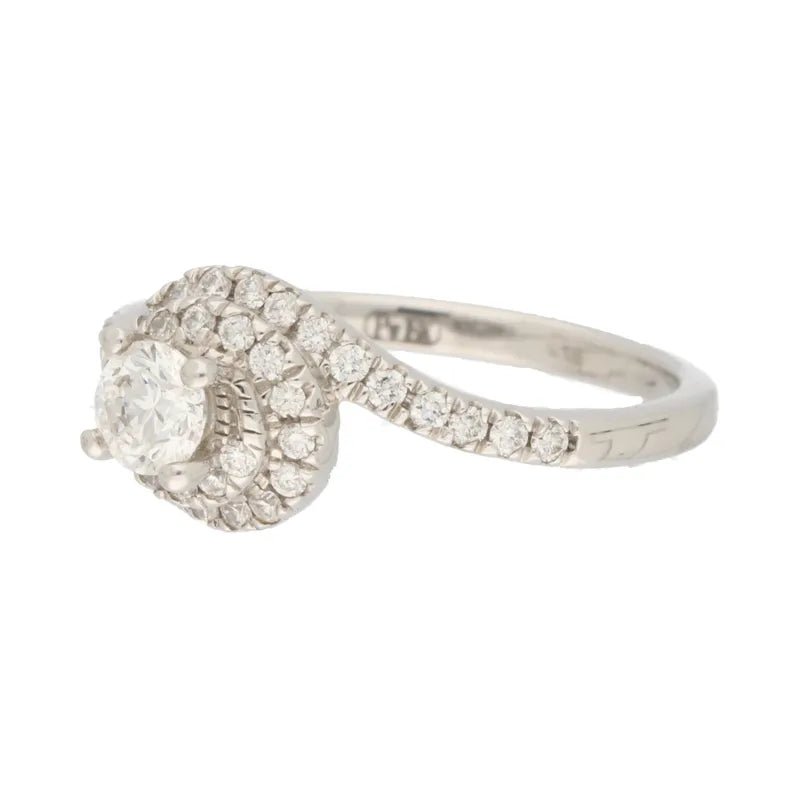 18ct White Gold with Palladium Maple Leaf Diamond Cluster Swirl Ring 0.62ct254616