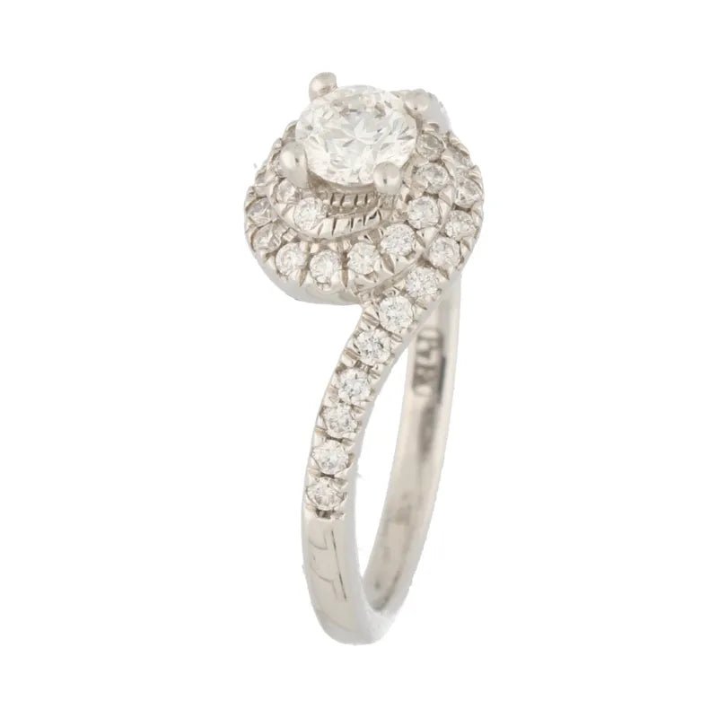 18ct White Gold with Palladium Maple Leaf Diamond Cluster Swirl Ring 0.62ct254616