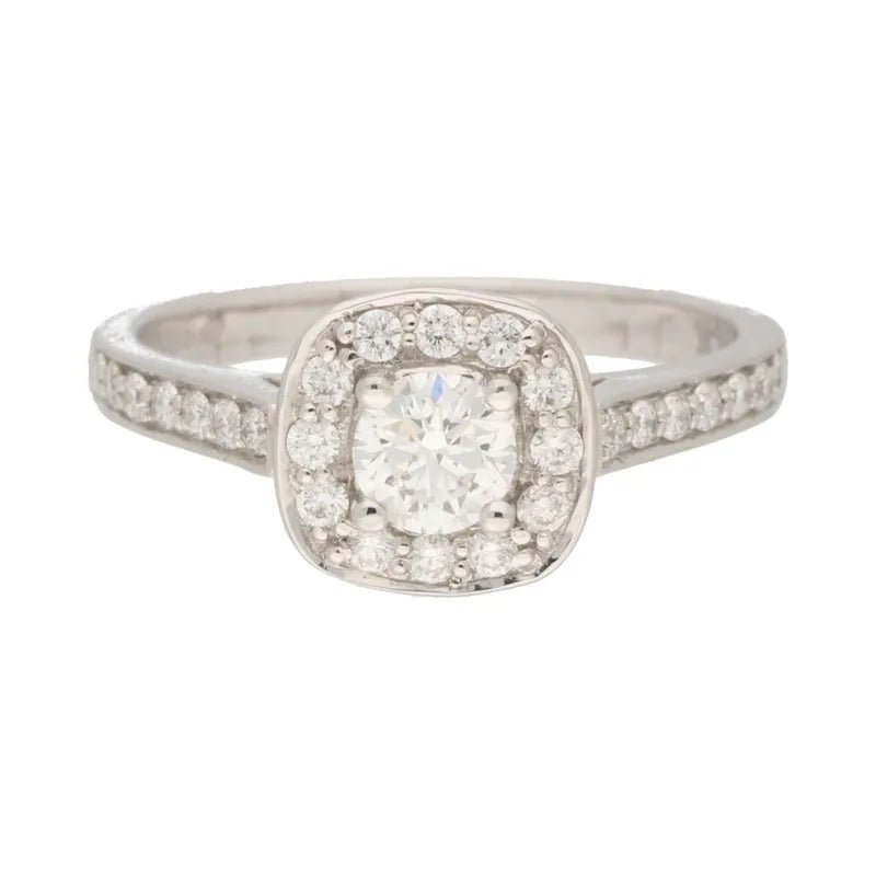 18ct White Gold with Palladium Square Diamond Halo Cluster Ring 0.75ct254528