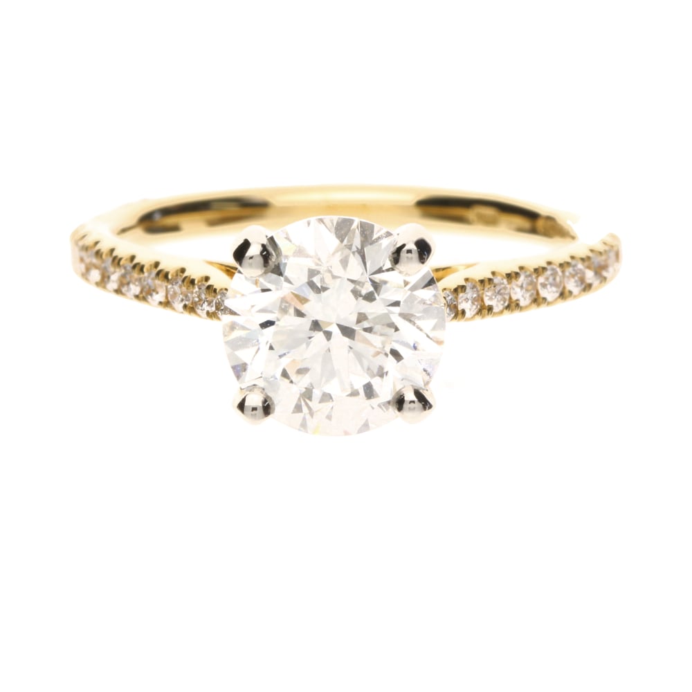 18ct Yellow Gold &amp; Platinum 2.0ct Brilliant Cut Lab Grown Diamond Ring