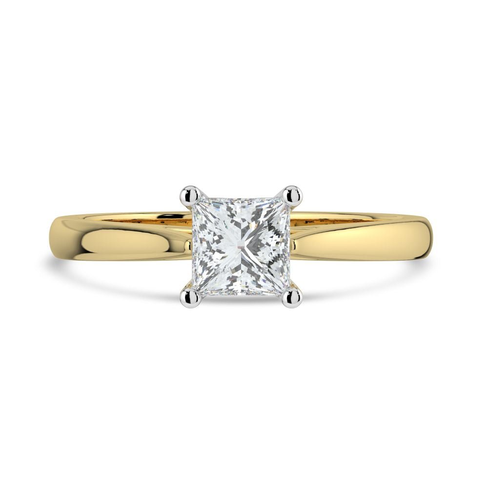 18ct Yellow Gold & Platinum 0.92ct Princess Cut Diamond Solitaire RingRN11685