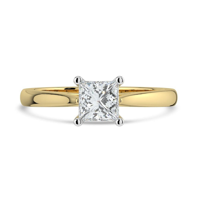 18ct Yellow Gold & Platinum 0.92ct Princess Cut Diamond Solitaire RingRN11685