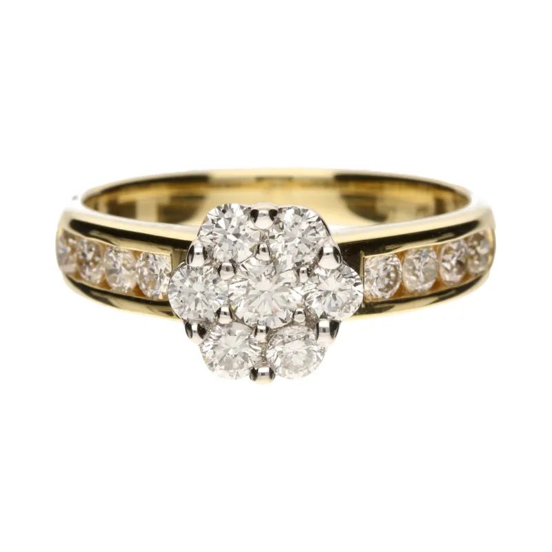 18ct Yellow & White Gold Diamond Flower Cluster Ring254384