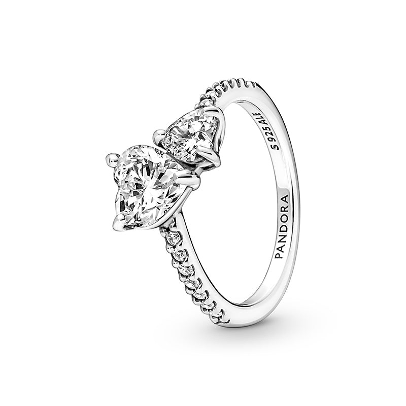PANDORA Double Heart Sparkling Ring 191198C01