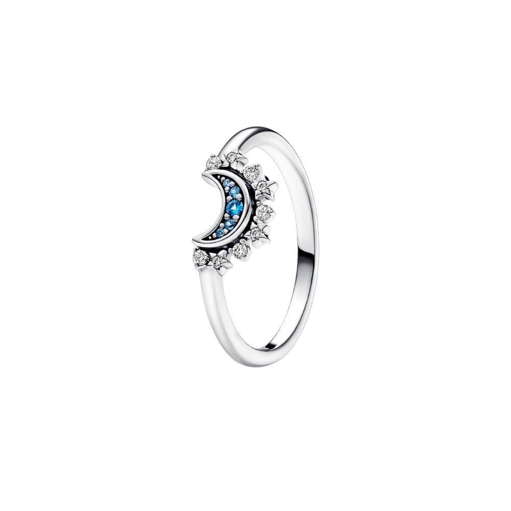 PANDORA Celestial Blue Sparkling Moon Ring 192675C01