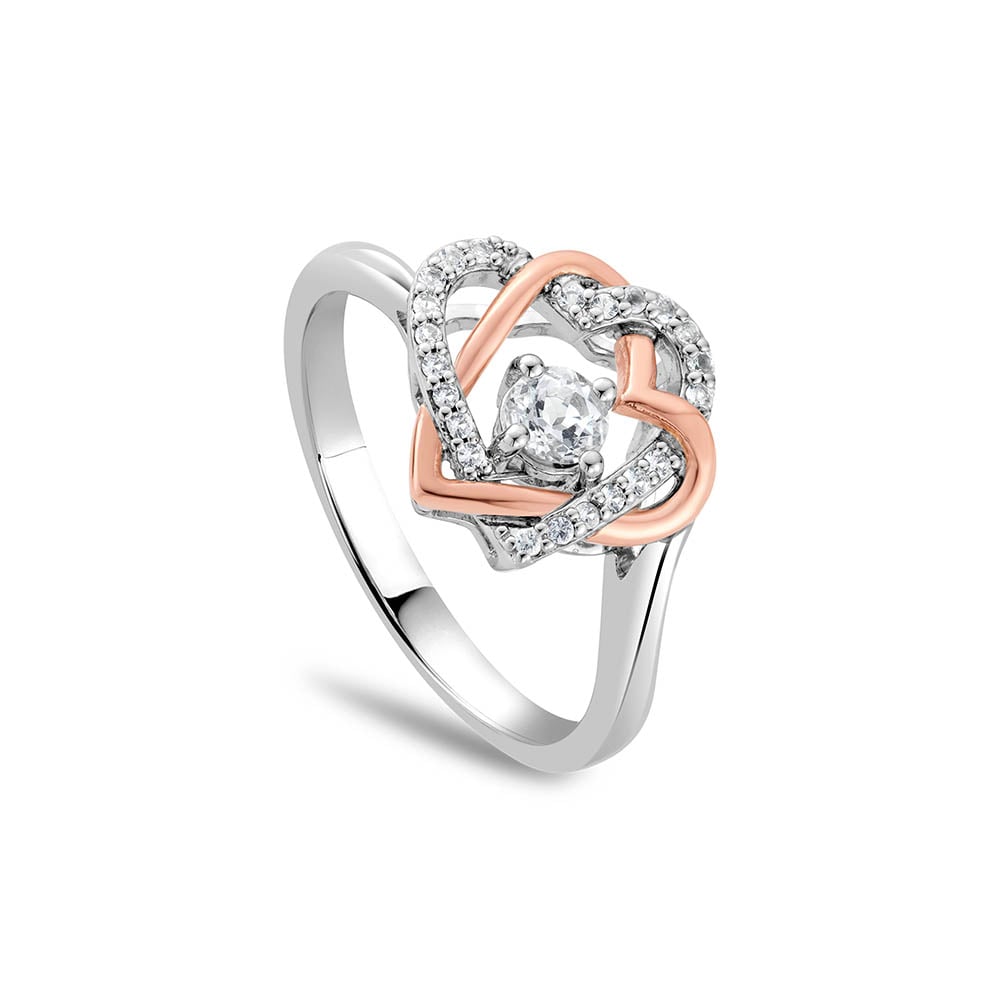 Clogau Forever Yours Sterling Silver Heart Ring with Topaz 3SAMH0096 image 0
