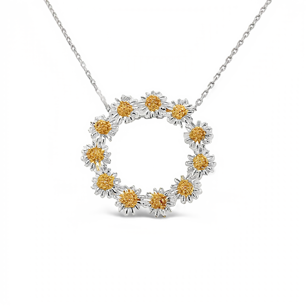Sugar Sugar Silver &amp; Gold Plated Iota Daisy Circle Pendant image 0