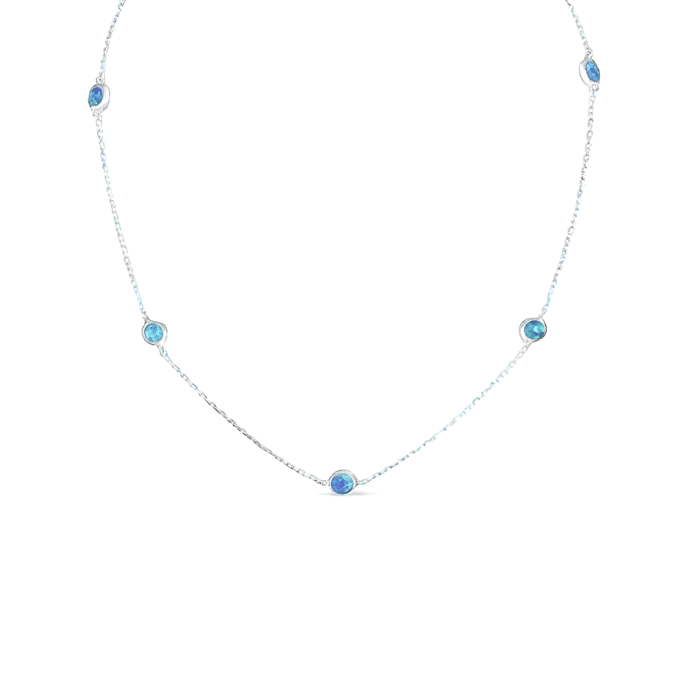 Sugar Sugar Sterling Silver Blue Lab Opal Necklace image 0