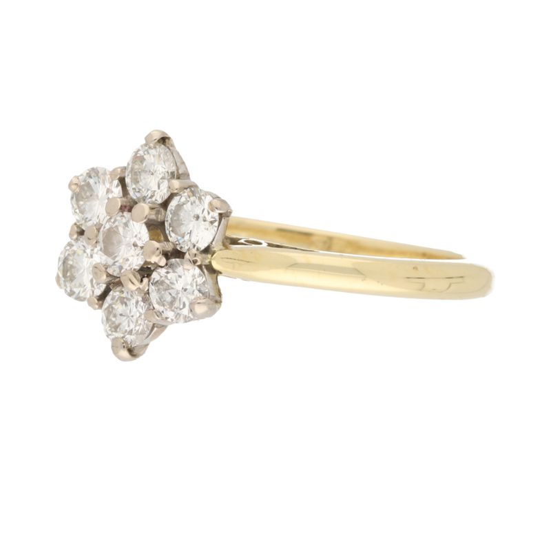 Pre-Owned 18ct Yellow Gold 0.75ct Diamond Flower Cluster Ring