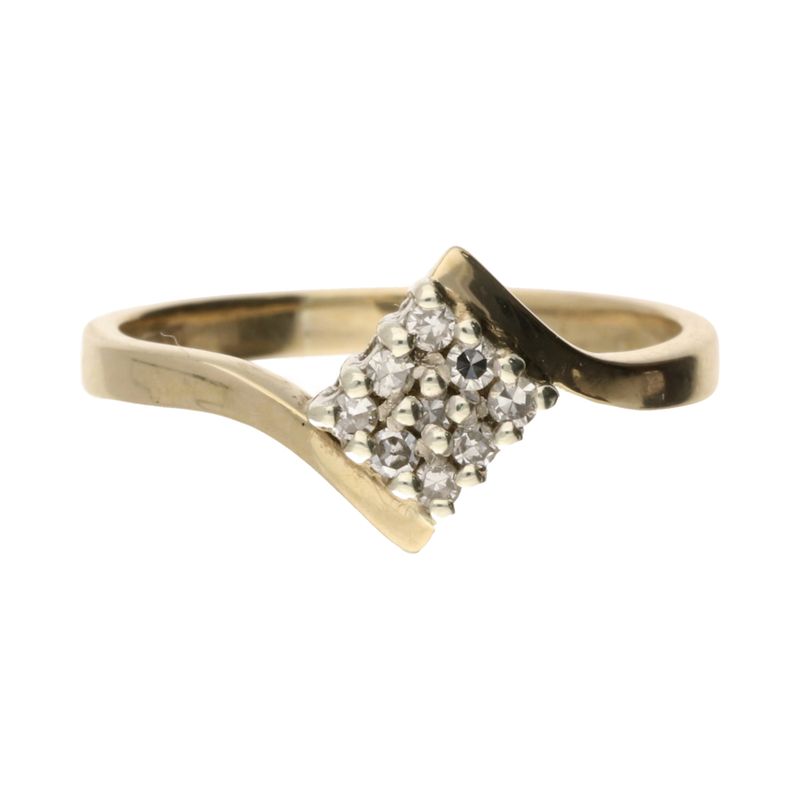 Pre-Owned 9ct Yellow Gold 9 Stone Tension Set Diamond Cluster Ring