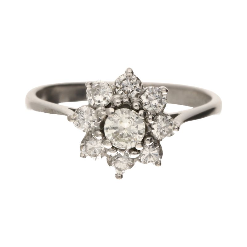 Pre-Owned 18ct White Gold Diamond Flower Cluster Ring