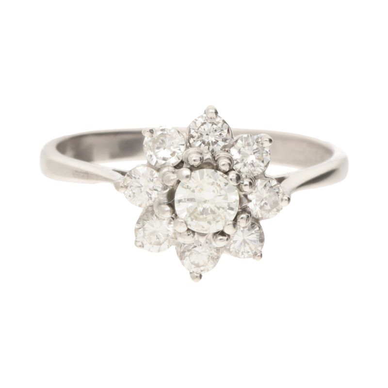 Pre-Owned 18ct White Gold Diamond Flower Cluster Ring
