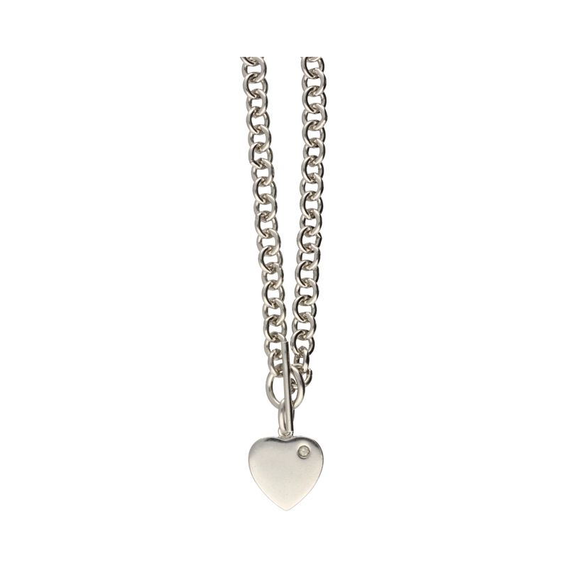 Pre-Owned Sterling Silver Hot Diamonds Toggle Heart Bracelet