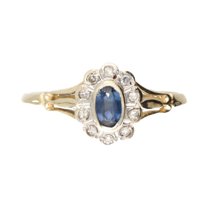 Pre-Owned 9ct Sapphire & Diamond Set Ring