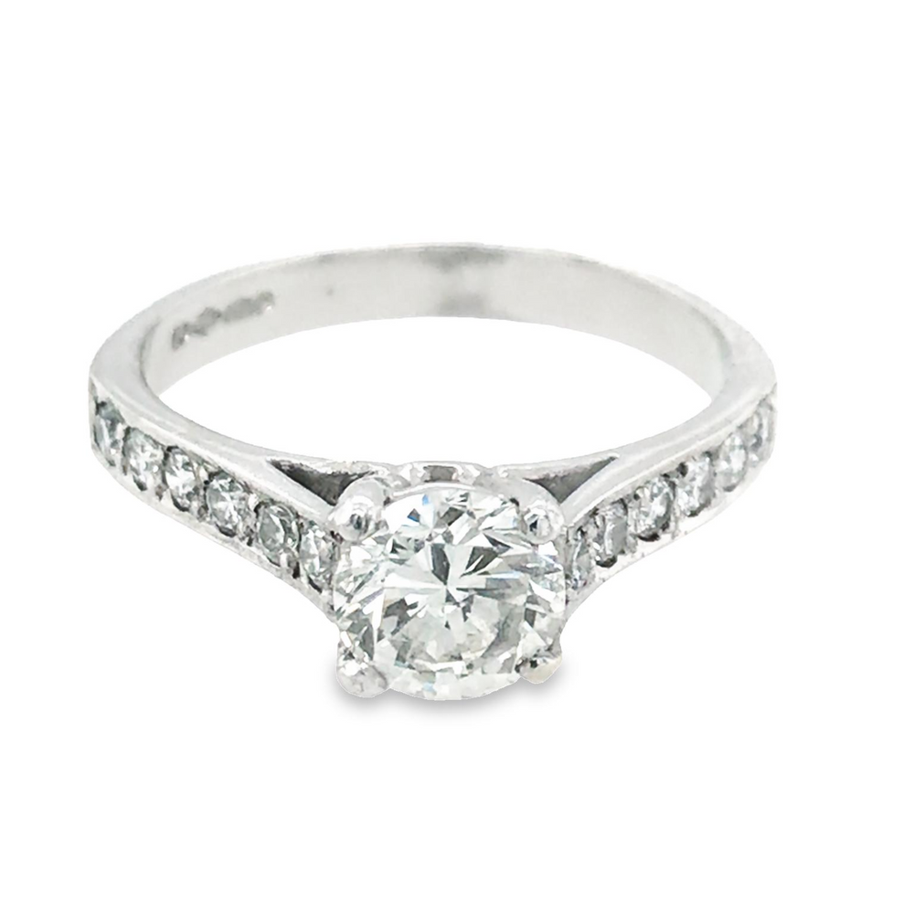 Pre-Owned 18ct White Gold Diamond Engagement Ring with Diamond Set Shoulders 1.16cts image 0