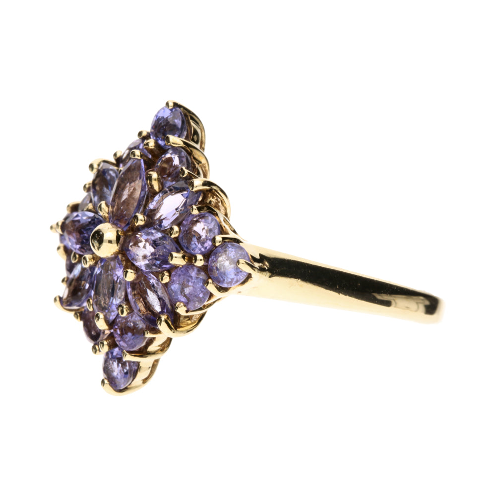 Pre-Owned 9ct Yellow Gold Tanzanite Cluster Ring