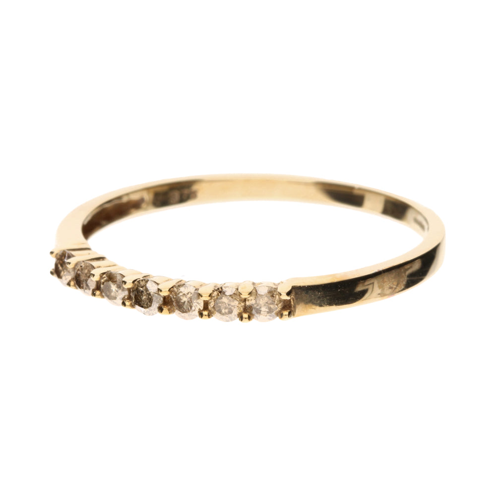 Pre-Owned 9ct Yellow Gold 7 Stone Champagne Diamond Half Eternity Ring