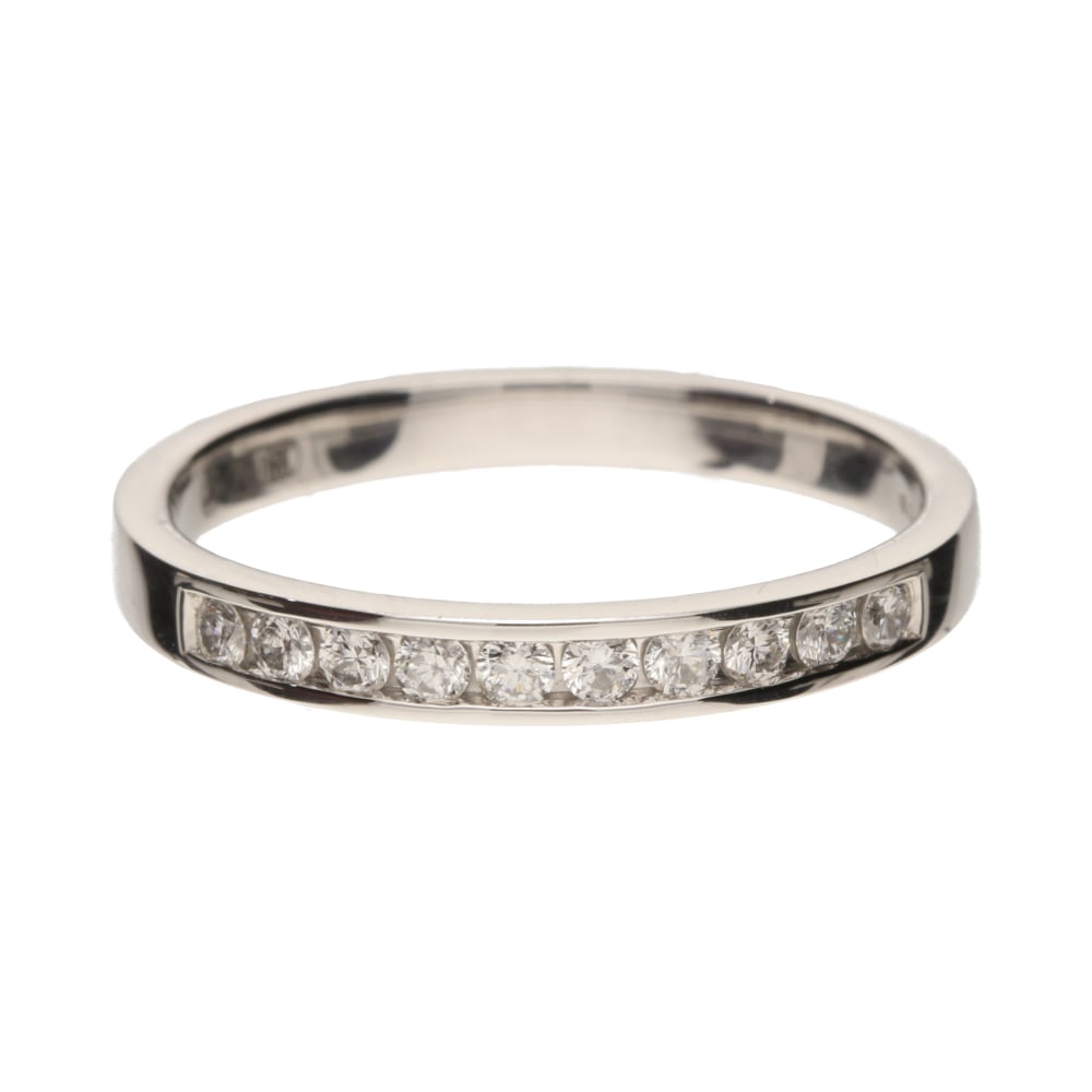 Pre-Owned 9ct White Gold Channel Set Princess Cut Diamond Half Eternity Ring image 0