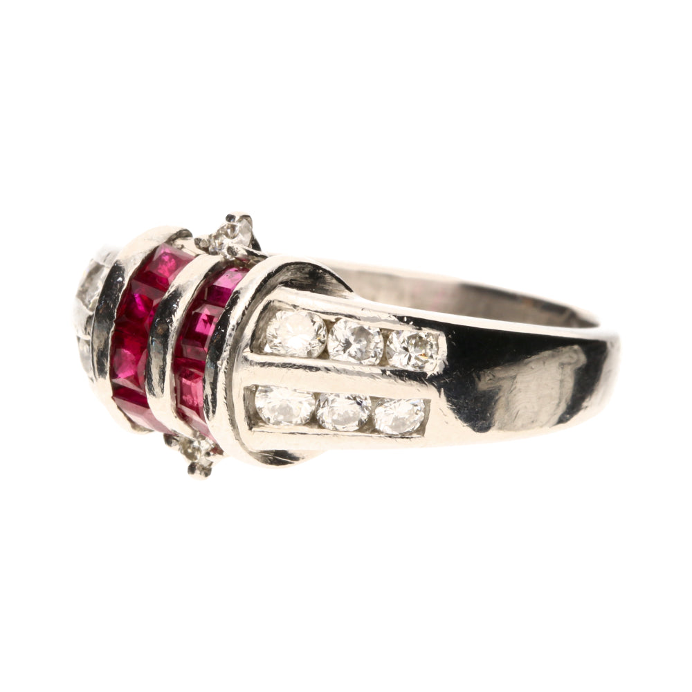 Pre-Owned Platinum Ruby &amp; Diamond Cluster Ring