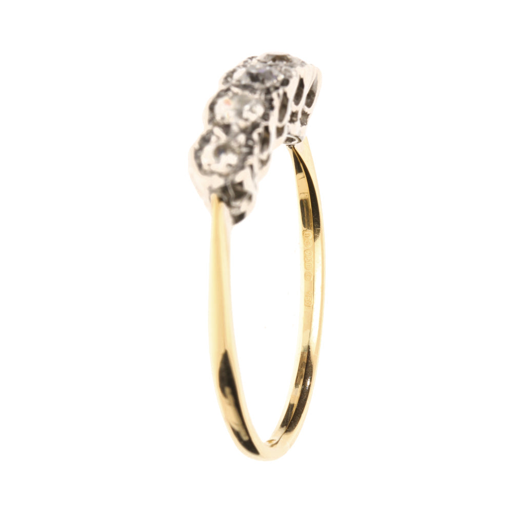 Pre-Owned Palladium & 18ct Yellow Gold 5 Stone Diamond Ring