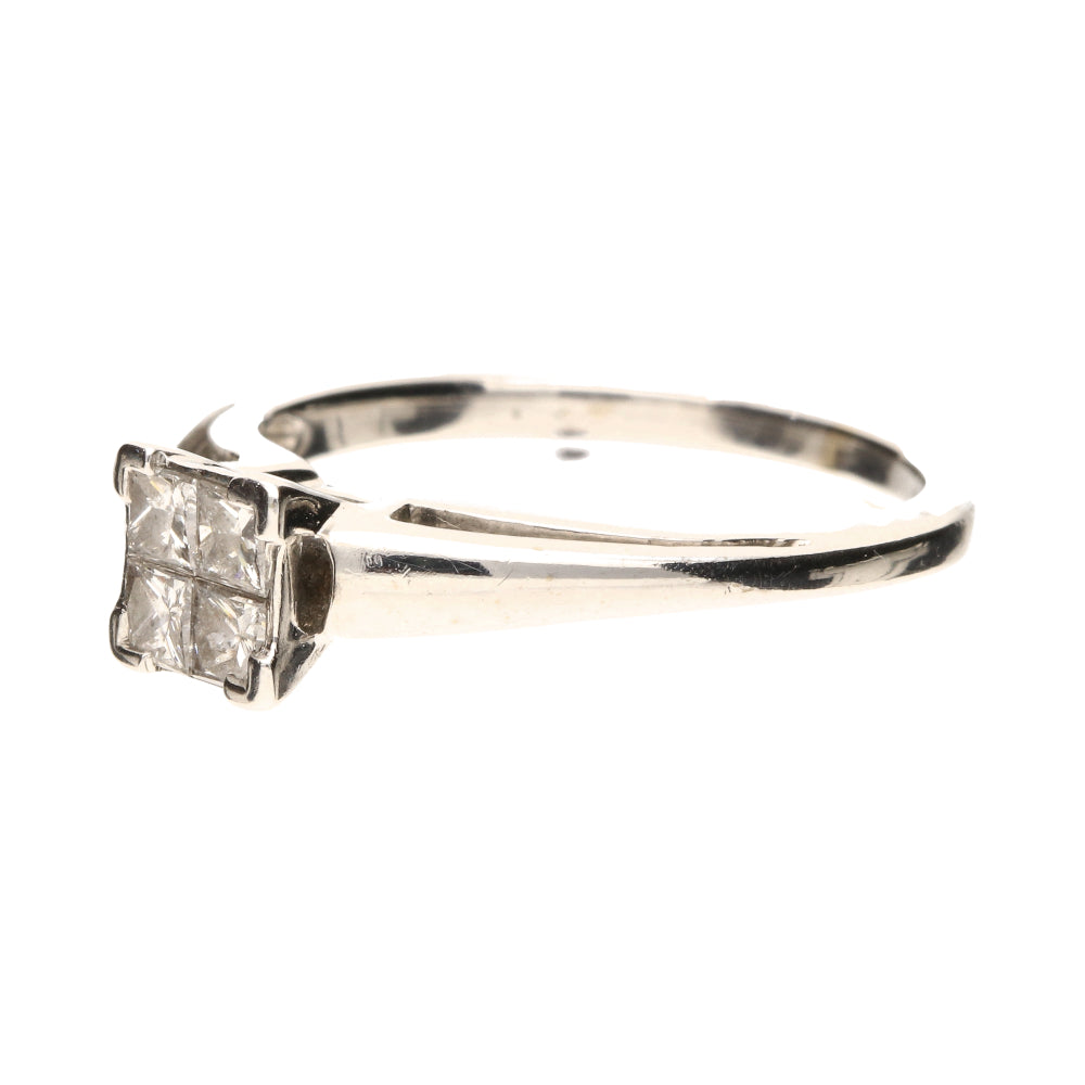 Pre-Owned 18ct White Gold Diamond Tile Heart Ring