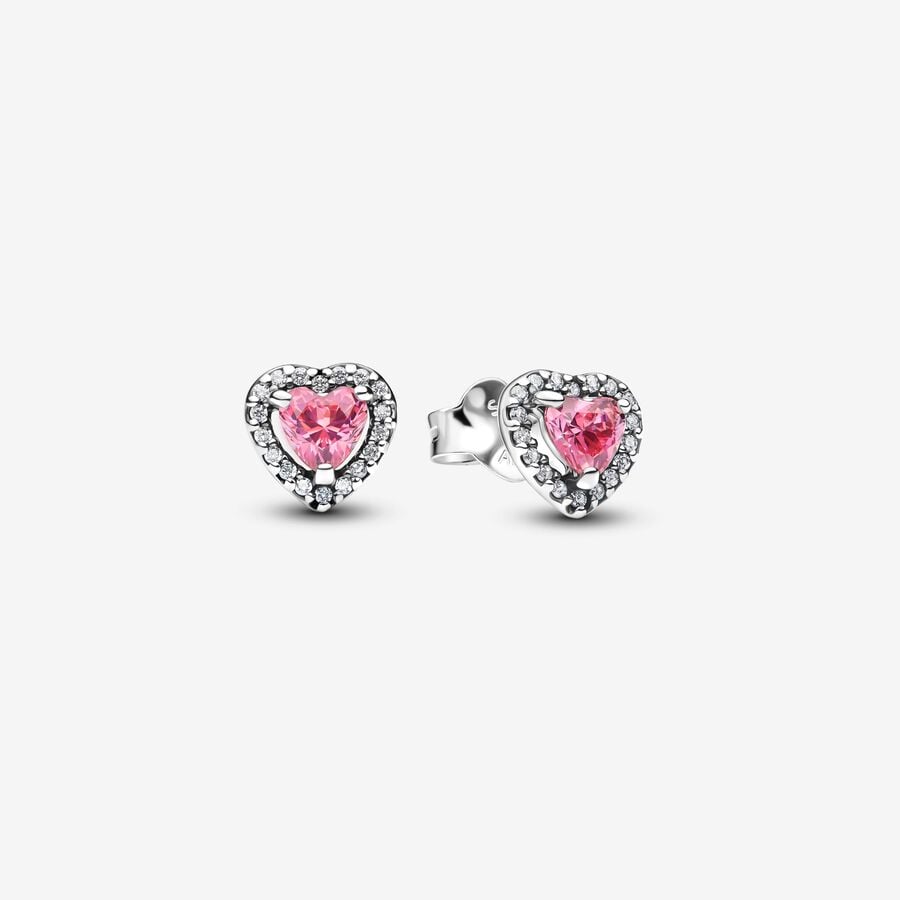 PANDORA Pink Elevated Heart Stud Earrings 298427C02 image 0