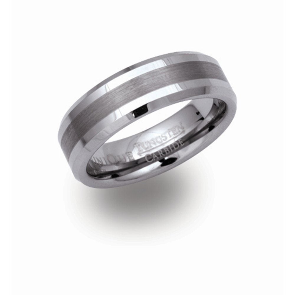 Tungsten Carbide with Matte Inlay 7mm Ring image 0