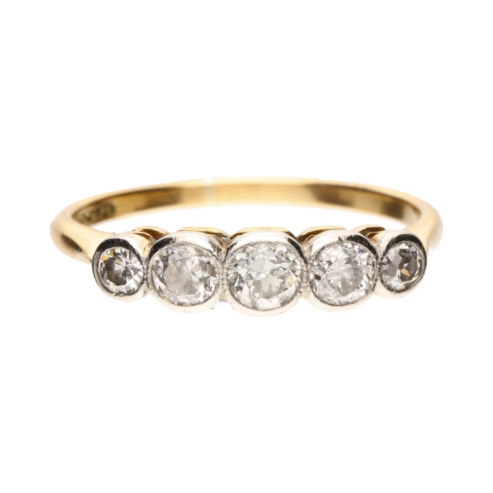 Pre-Owned 18ct Yellow Gold Round Cut Graduated 5 Stone Diamond Ring Approx 0.64ct Size O image 0