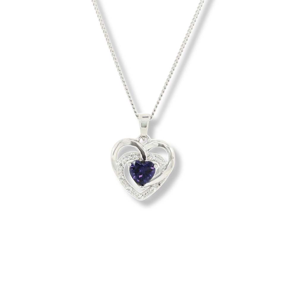 Sugar Sugar Precious Heart Amethyst CZ Pendant with Chaining up Chain image 0