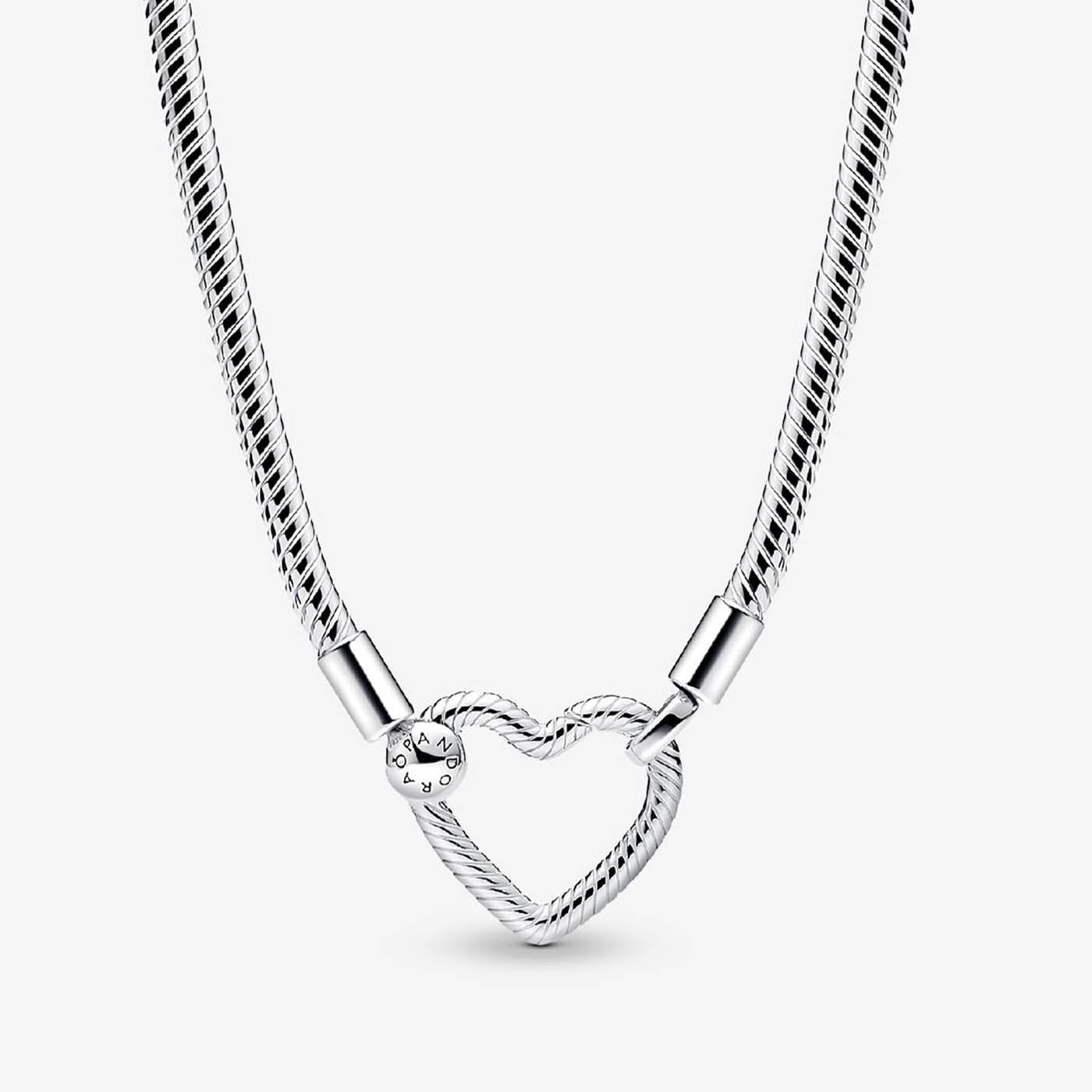 PANDORA Heart Closure Snake Chain Necklace 393377C00-45