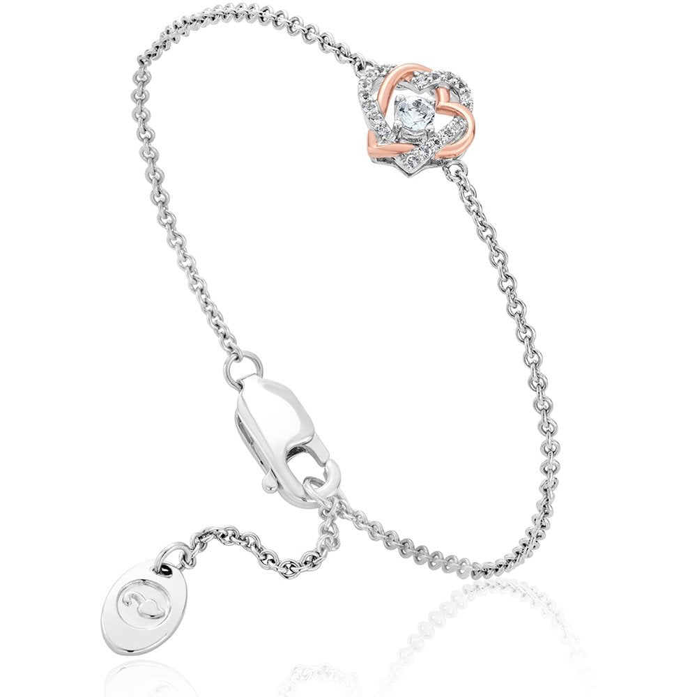 Clogau Forever Yours Sterling Silver Heart Bracelet with Topaz 3SAMH0090