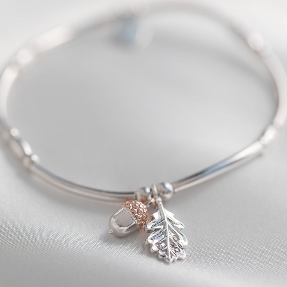 Clogau Royal Sterling Silver Oak Leaf Affinity Bracelet with Topaz 3SBB125R