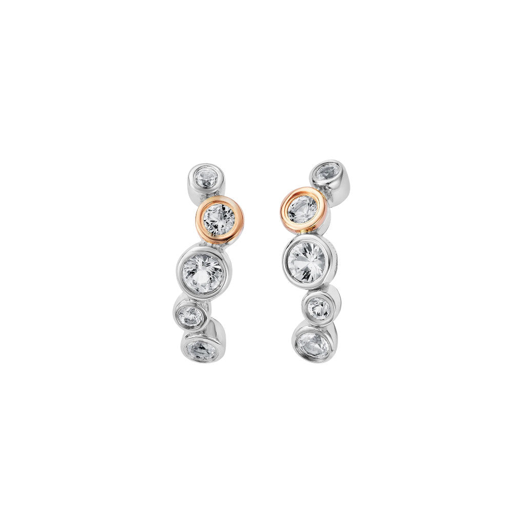 Clogau Celebration Sterling Silver Curved Stud Earrings with Topaz 3SCEL931
