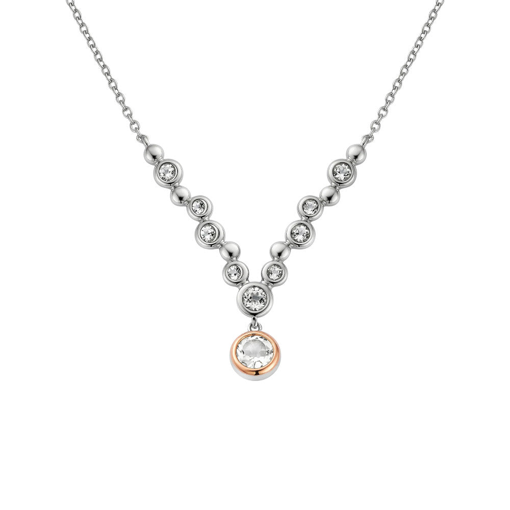 Clogau Celebration Sterling Silver Drop Necklace with Topaz 3SCEL970