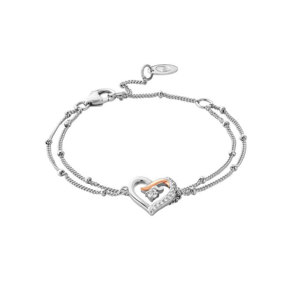 Clogau Forever Yours Sterling Silver Kiss Double-Chain Bracelet with Topaz 3SCGK0065