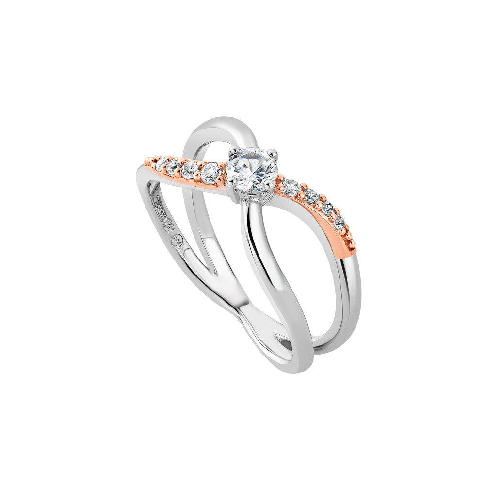 Clogau Forever Yours Sterling Silver Kiss Ring with Topaz 3SCGKR