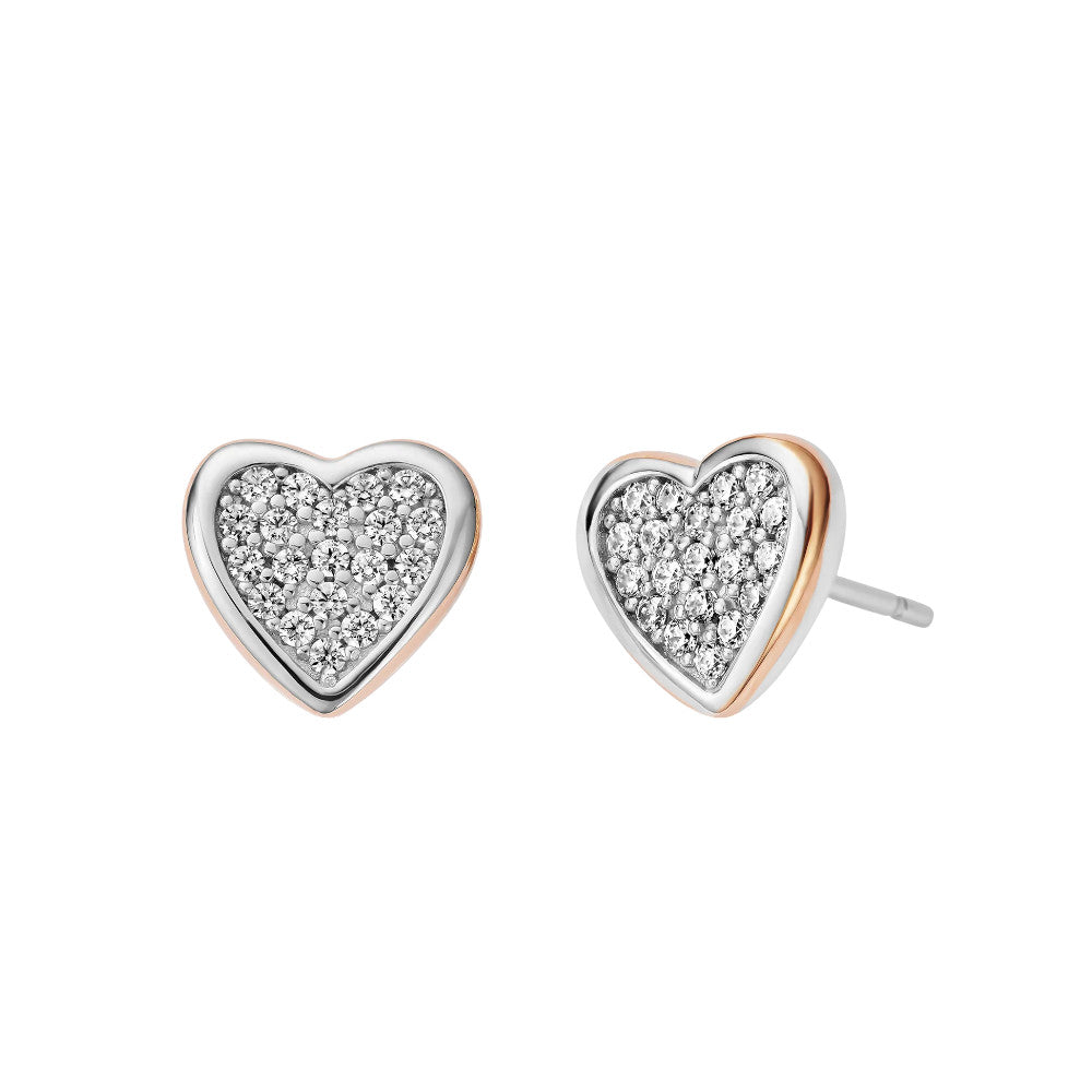 Cloagu Forever Yours Sterling Silver Love Heart Earrings with Swarovski Zirconia 3SFYO995