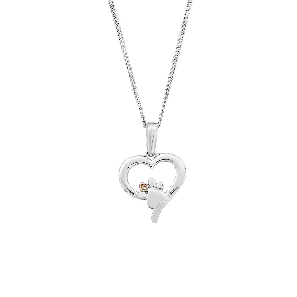 Clogau Paw Prints Sterling Silver Heart Pendant with Topaz 3SPMH769