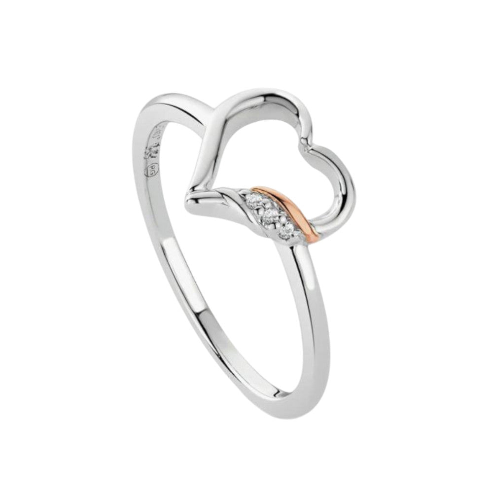 Clogau Past Present Future Sterling Silver Heart Ring with Topaz 3SPPF0801